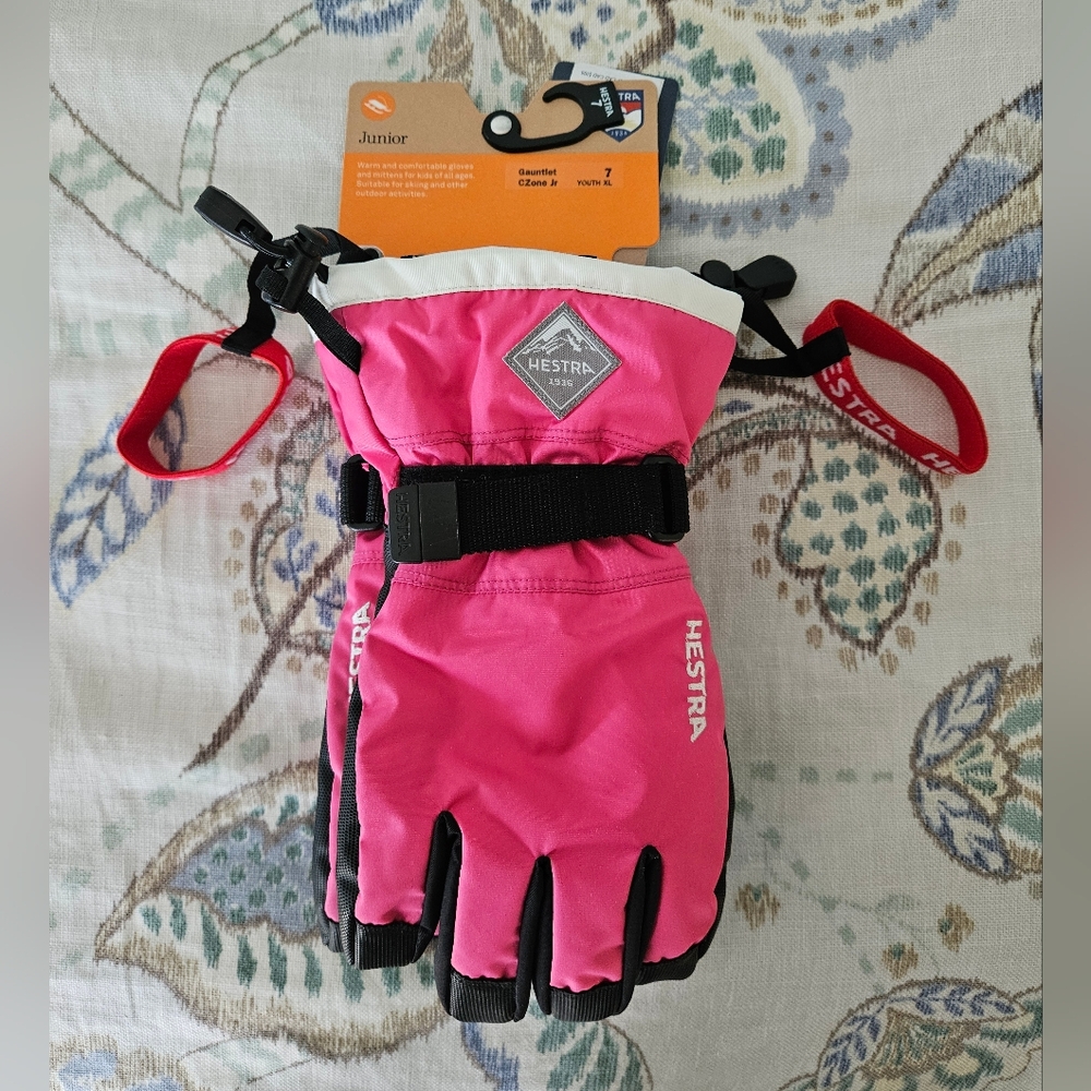 NWT Hestra Gauntlet CZone Jr. Size 7 Pink Gloves (Wind and waterproof!)